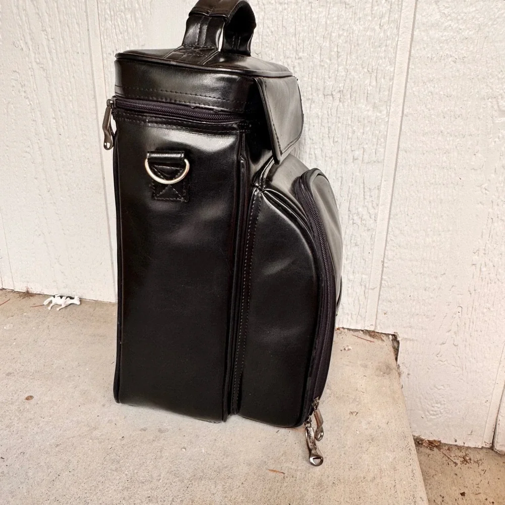 Legacy‎ Picnic Tools Black Faux Leather Insulated Carry Bag w/ Cheese Board Y2K